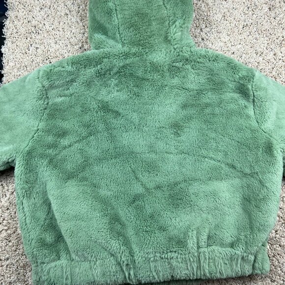 Ambience Outerwear Women's Green Faux Fur Fluffy Soft Jacket size L Full Zip - Picture 9 of 9